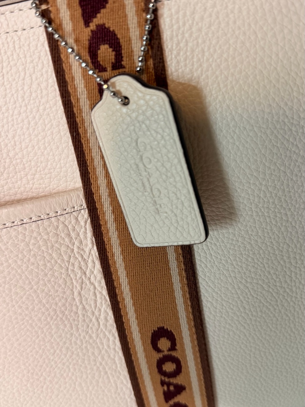 NWOT - COACH Pebbled Leather Tote Bag with Branded Strap - Picture 2 of 7